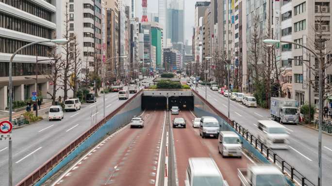 时间推移：日本新桥东京路和东京银座