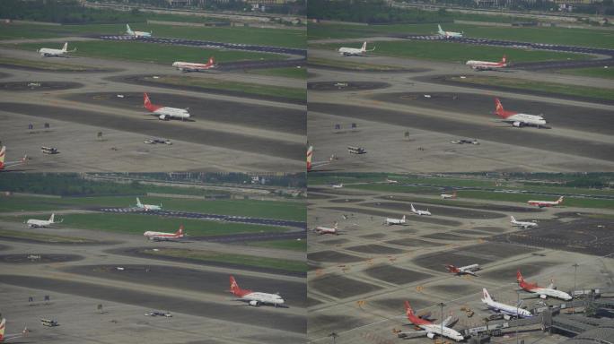 【原创4K】俯拍双流机场滑行的机队