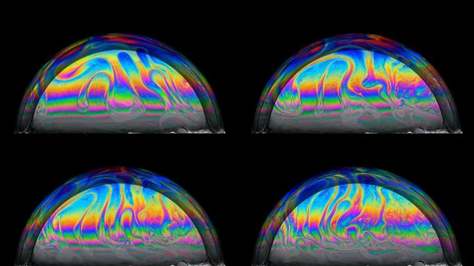 肥皂泡的多色虹膜泡泡吧流体五颜六色唯美