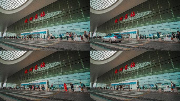 8k延时杭州东站高铁站素材