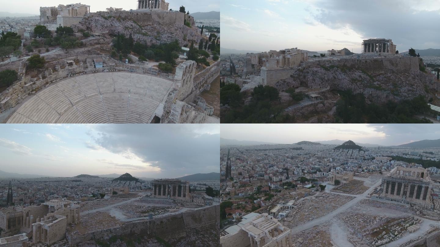 雅典卫城和帕台农神庙鸟瞰图，希腊