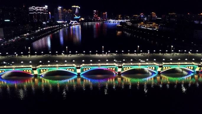 延吉市 延西桥 夜景航拍