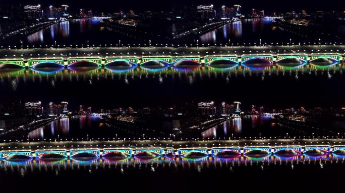 延吉市 延西桥 夜景航拍