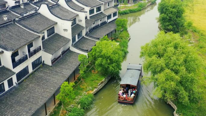 浙江湖州太湖龙之梦乐园水乡航拍