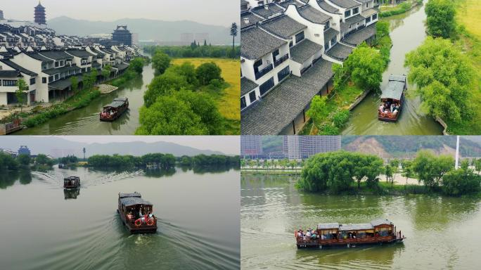 浙江湖州太湖龙之梦乐园水乡航拍