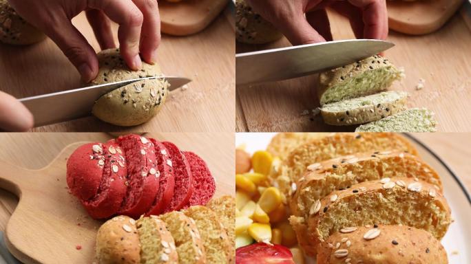全麦欧包健康烘焙面包西式早餐美食短片