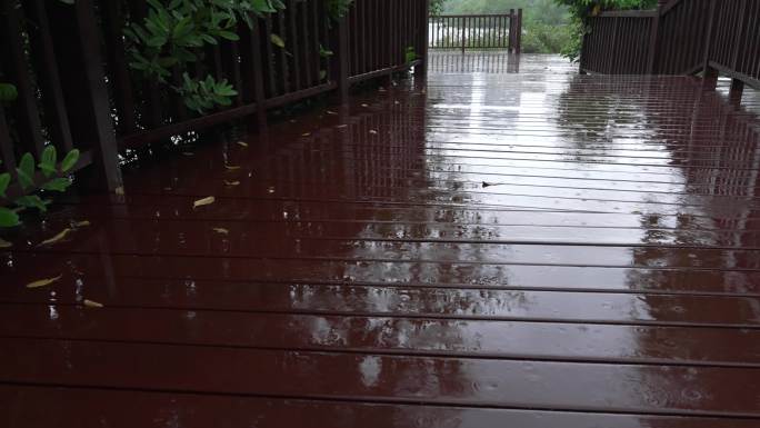 雨天木栈道