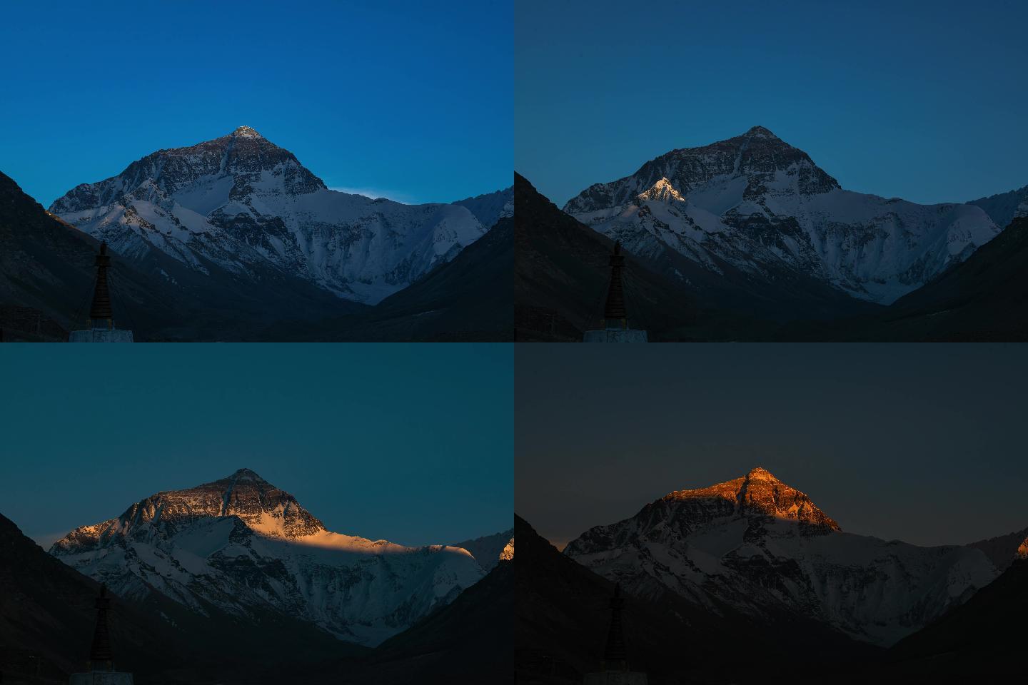 西藏珠峰日照金山 西藏高原美景风光延时
