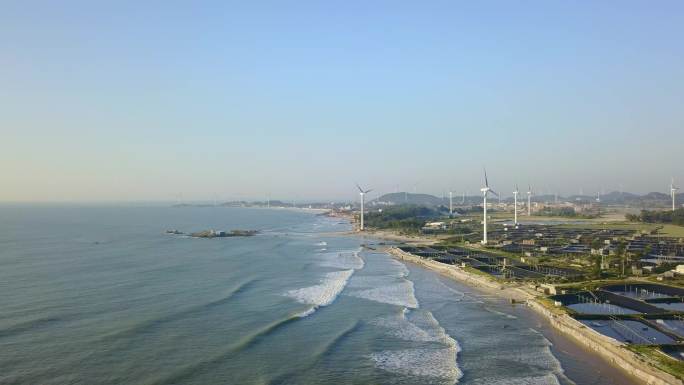 航拍漳浦六鳌海浪沙滩