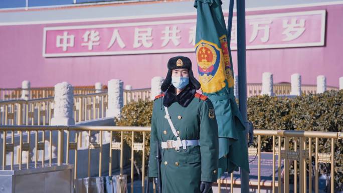 北京故宫天安门解放军战士