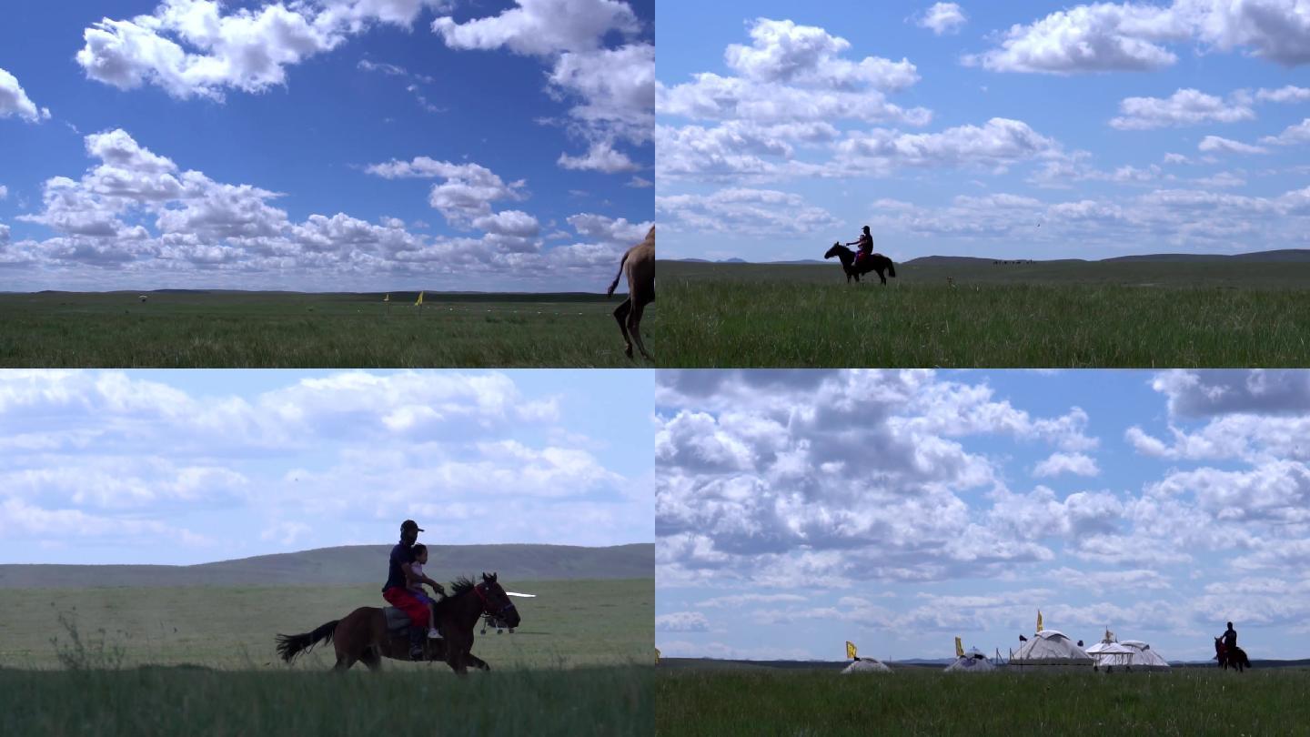 草原游客，骑马、骑骆驼