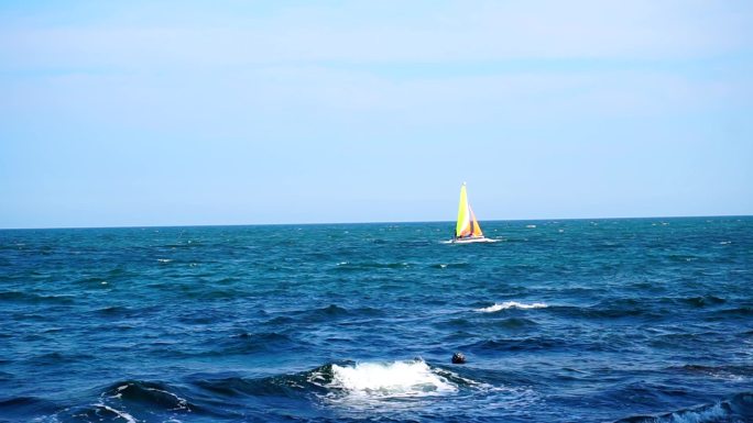 帆船 海 蓝色 船 海边 风景 夏天
