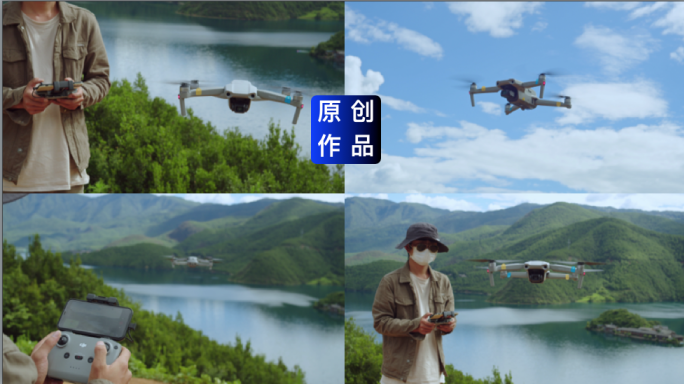 【4K原声】无人机、操作无人机航拍器