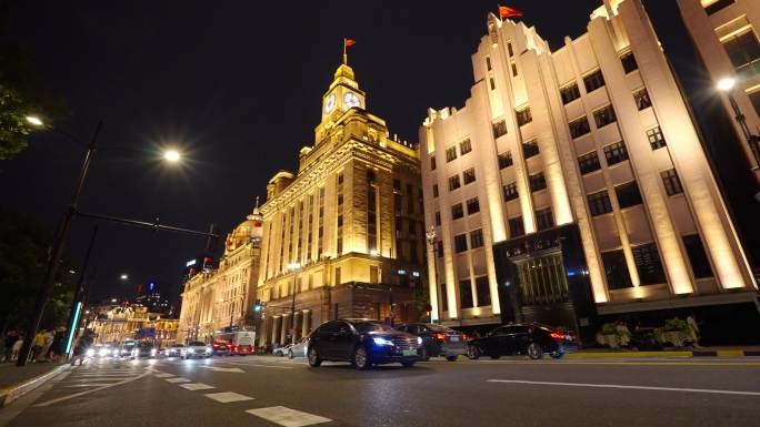 4K繁华都市车水马龙-上海滩夜景车流