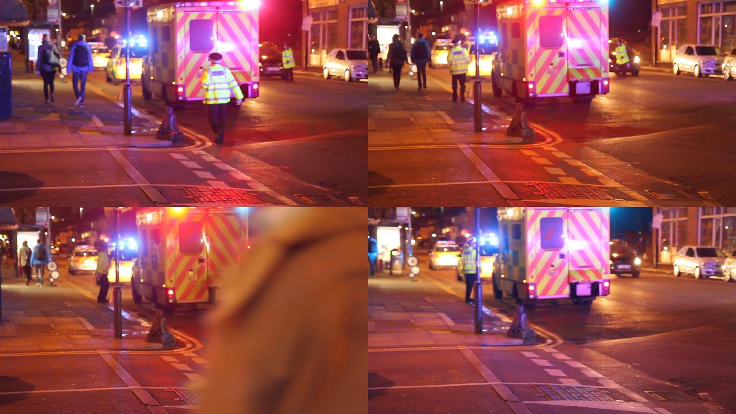伦敦街道上的急救车