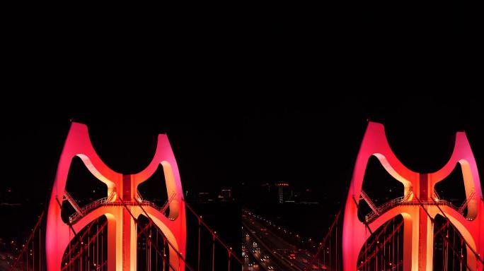 成都二环高架清水河大桥夜景素材4K