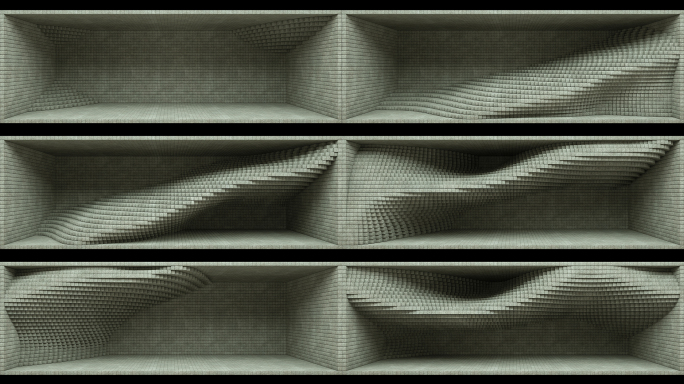 【裸眼3D】水泥方块矩阵波形墙体空间变化