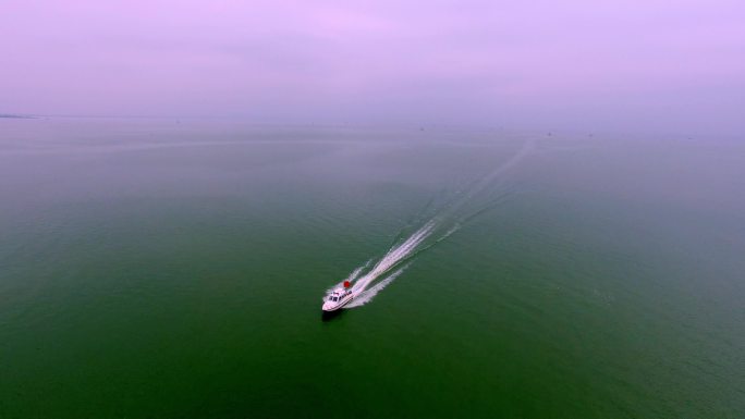 快艇 航拍 追逐 海鸥 滇池