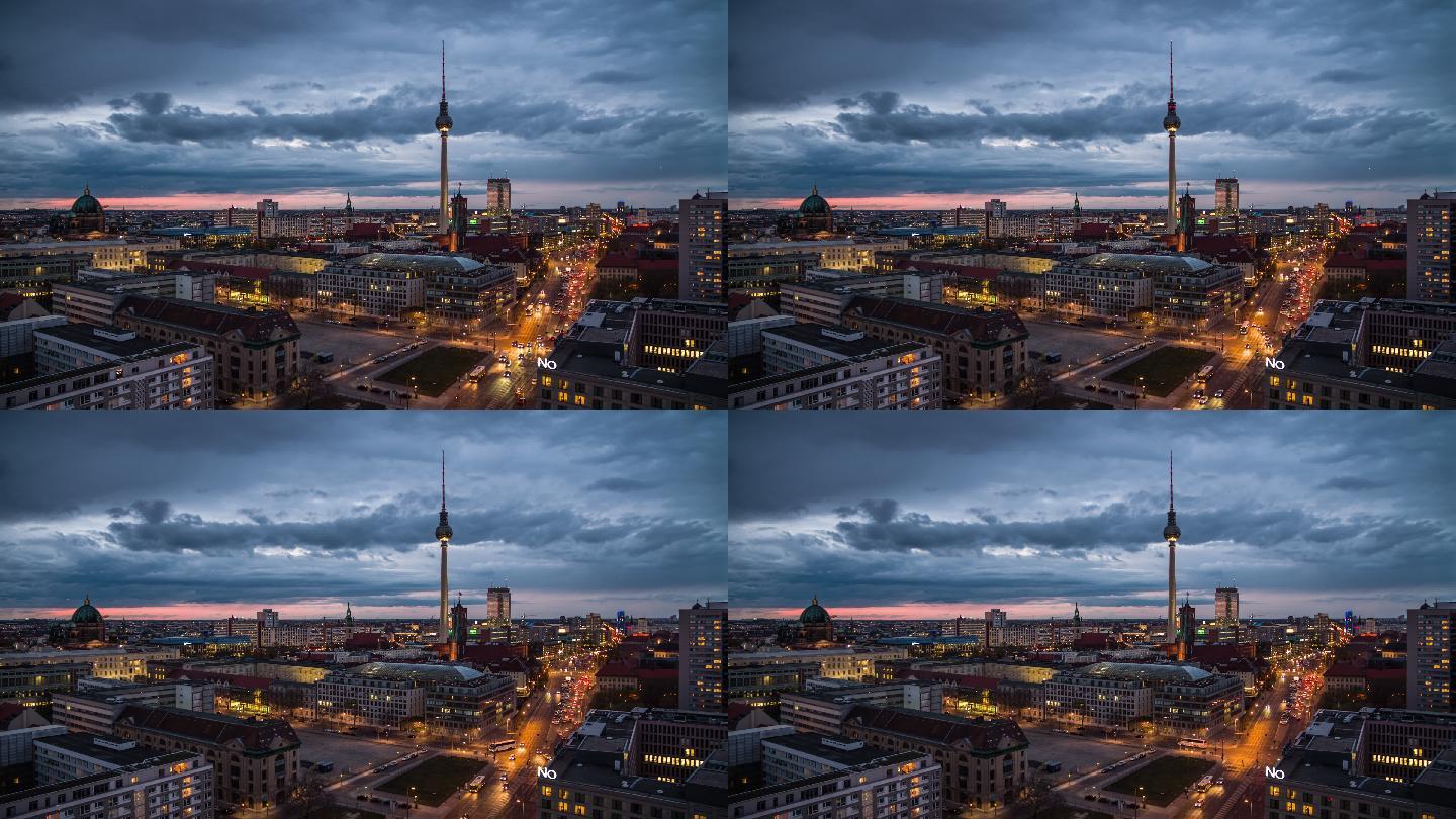 日落时的柏林全景图