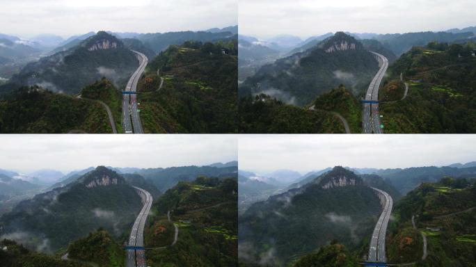 包茂高速湖南湘西吉首段，云雾中的高速公路