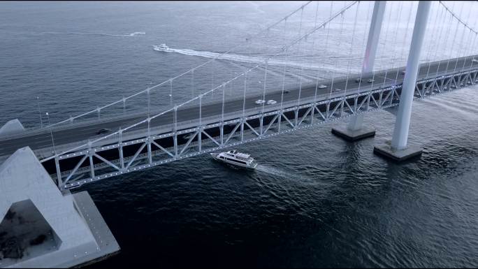 船 快艇 跨海大桥 地标 大连 城市建筑