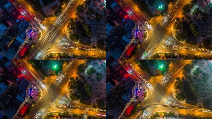 4K十字路口城市夜景延时拍摄