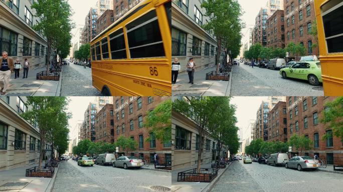 纽约市的街道外国都市公交车视频素材街景街