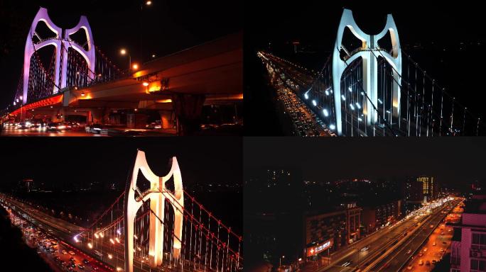 成都二环高架清水河大桥夜景素材4K
