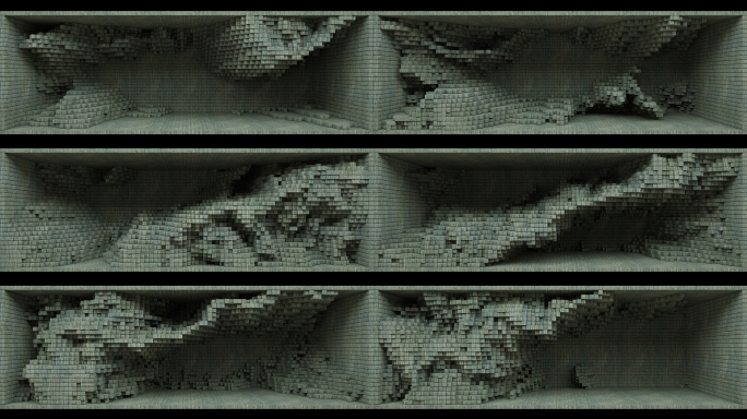 【裸眼3D】划痕石墙凹凸方块矩阵裸眼空间