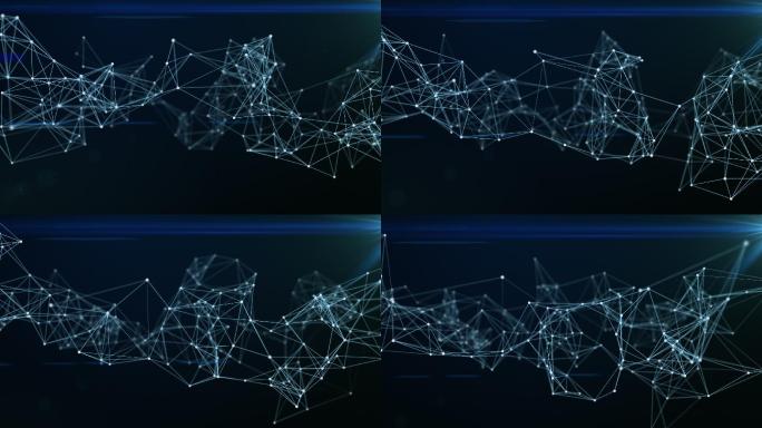 3D渲染抽象网络连接和暗色背景上的点