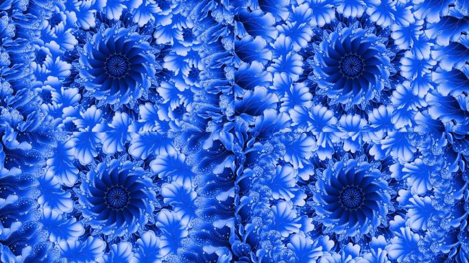 蓝色创意组合花朵花开视频无缝循环