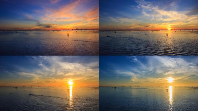 海上美丽的日出4K延时摄影