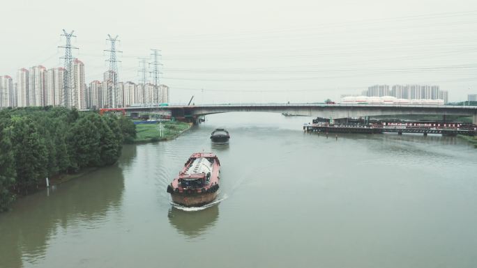 城市运河航拍空镜4K
