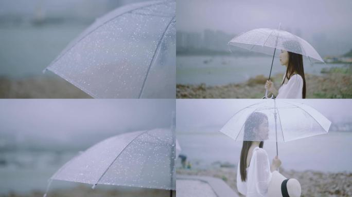 雨中打伞 美女伤感 下雨天伤感 美女打伞