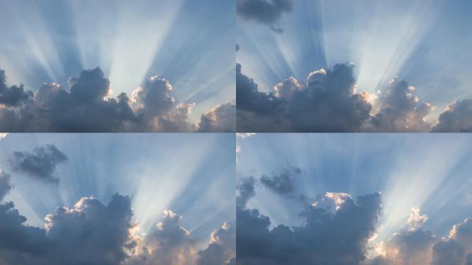 延时拍摄的太阳光线穿过云层
