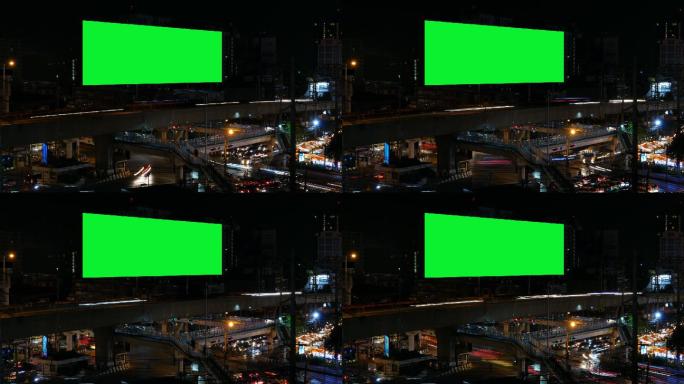 延时拍摄绿色屏幕广告牌