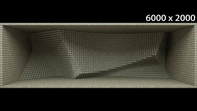 【裸眼3D】水泥建筑方块矩阵墙体异形空间