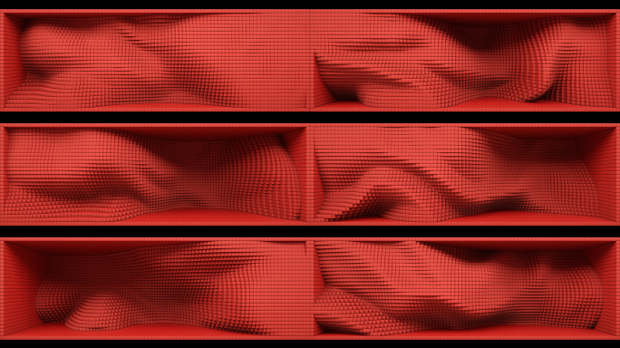 【裸眼3D】红色方块波浪矩阵时尚创意空间
