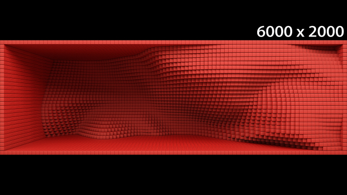 【裸眼3D】红色方块波浪矩阵时尚创意空间