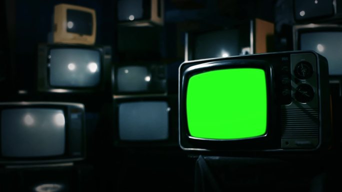 绿色屏幕老式电视
