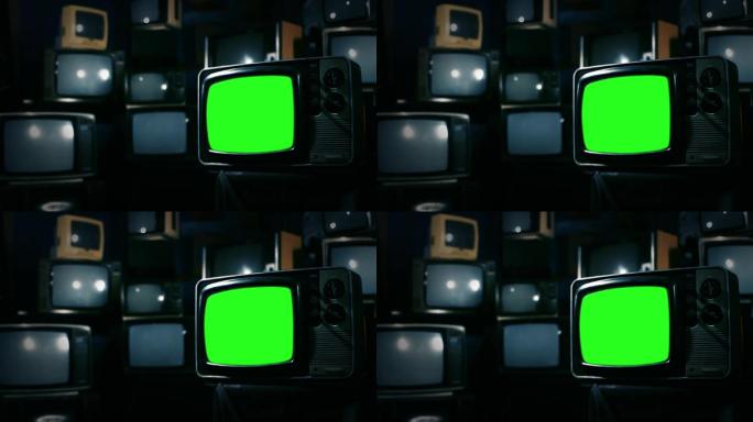 绿色屏幕老式电视