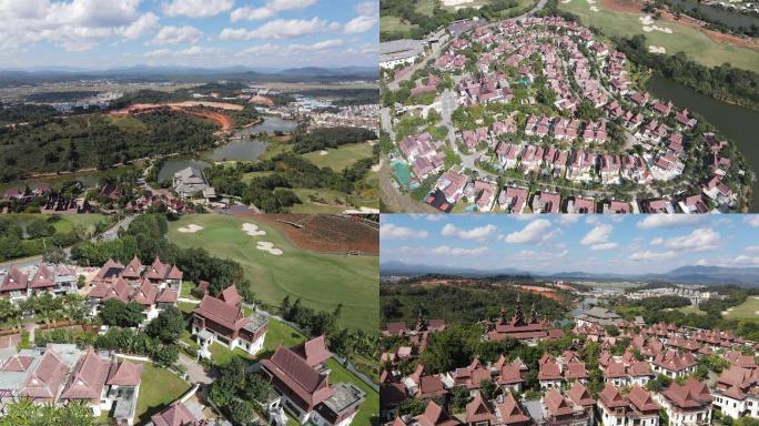 云南西双版纳勐海勐巴拉国际旅游小镇航拍