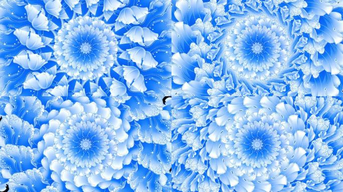 蓝色创意组合花开花朵视频