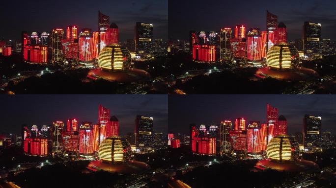 杭州钱江新城城市阳台灯光秀城市夜景