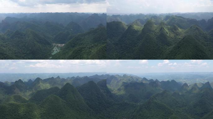 航拍荔波小七孔四周的连绵群山