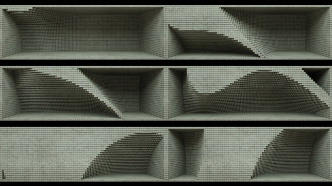 【裸眼3D】水泥肌理建筑方块矩阵挤压空间