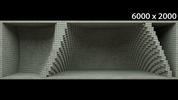 【裸眼3D】水泥肌理建筑方块矩阵挤压空间
