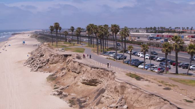 加州亨廷顿海滩沿海公路海边交通沙滩