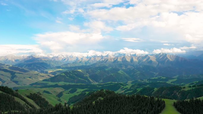 航拍中国独库公路群山风景