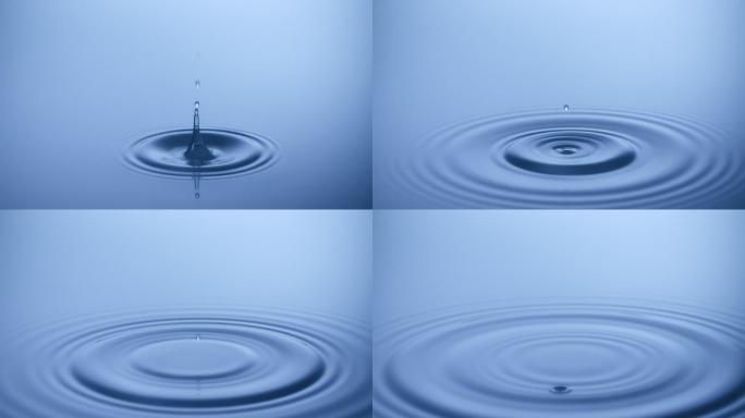水滴溅入平静的水中-超慢动作